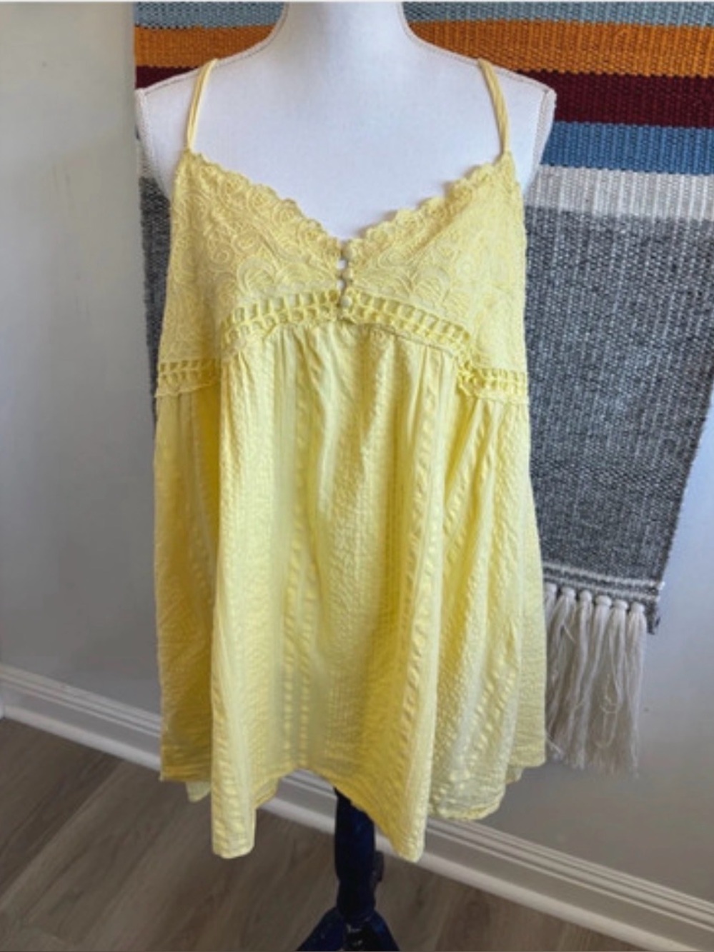 Urban outfitters Yellow Lace-Trim Spaghetti Strap Women’s Top